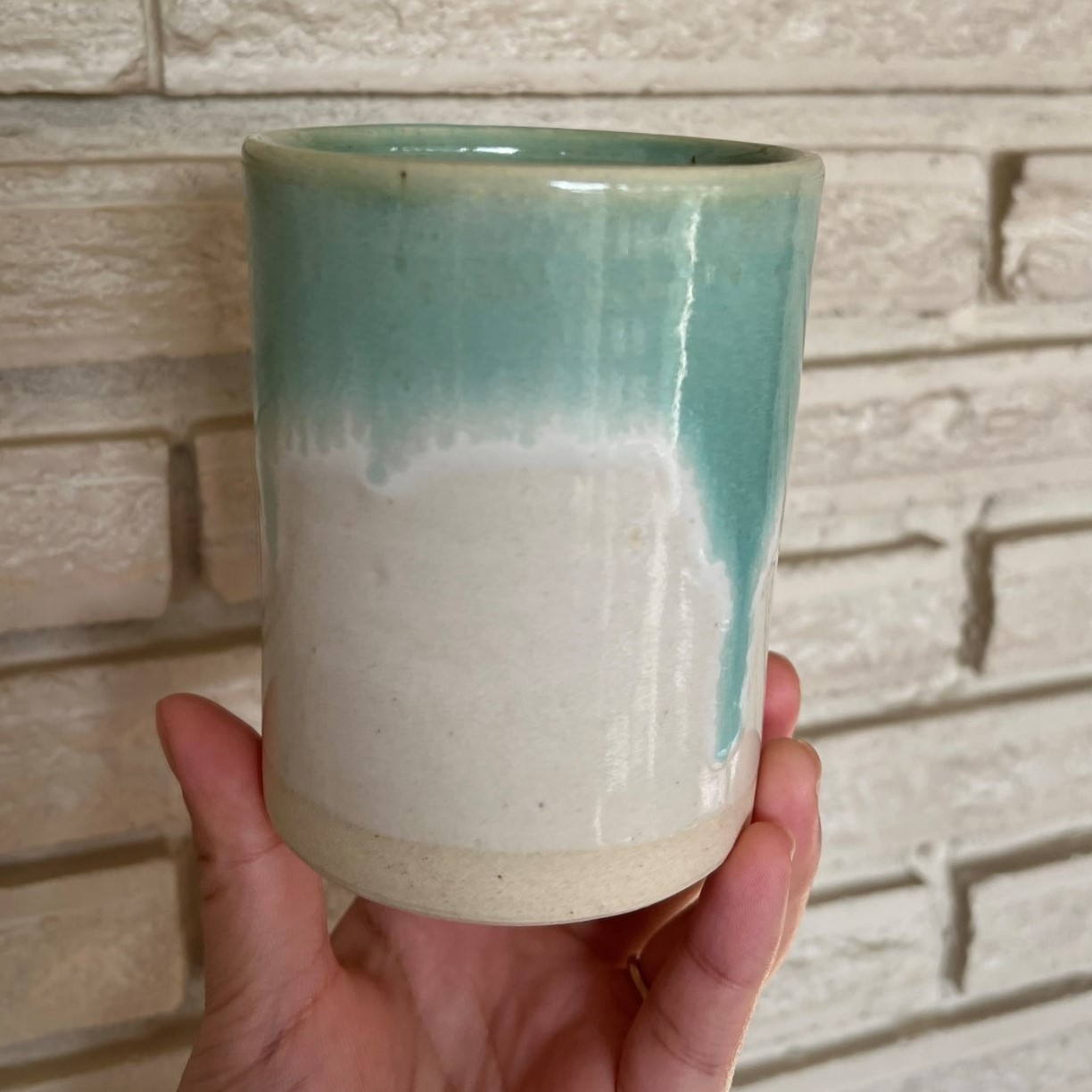 White and turquoise vase